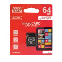  Atmiņas karte Goodram microSD 64Gb UHS I (class 10) + SD adapter 